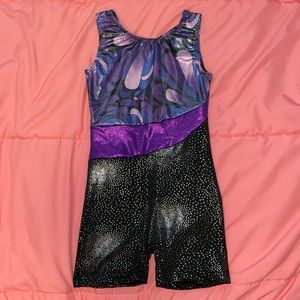 NWOT - Leotard Sparkle Purple Pattern Sleeveless/shorts size 5-6